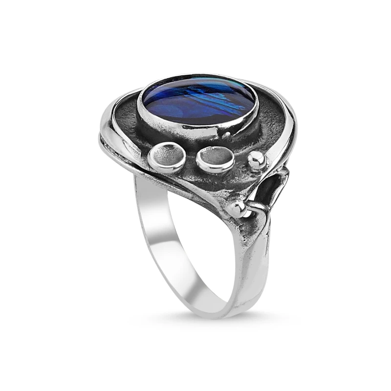 

Silver 925 Sterling Abalonlu Hand Handwork Ring