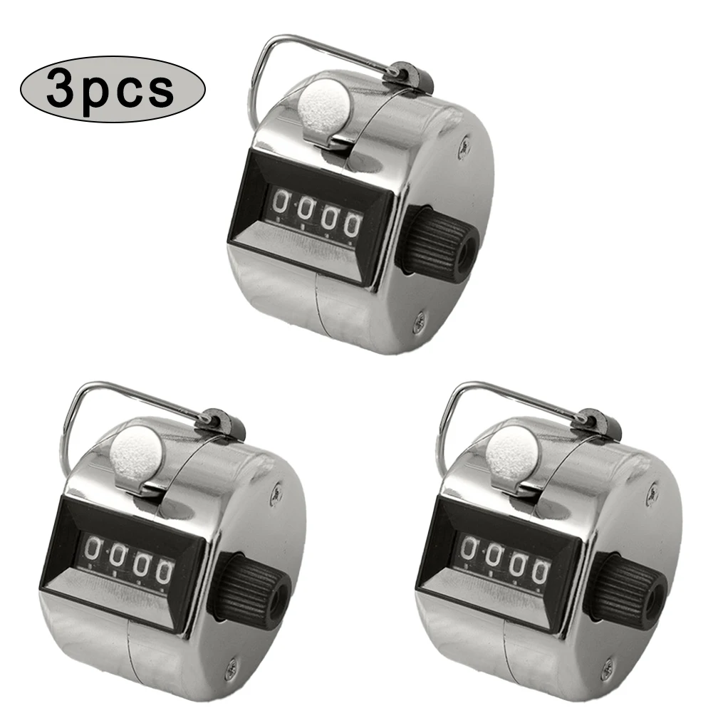 

3PCS Mini Counter Hand Held Clicker 4 Digit Plastic Shell Hand Finger Display Mechanical Number Lap Tracker Soccer Golf Clickers