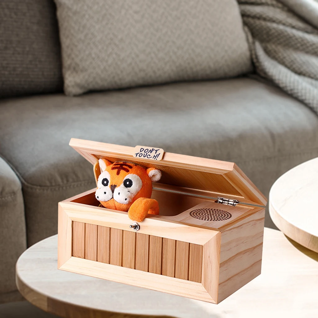 

Wood Electronic Useless Box Cute Tiger Toy - Decompression Toys for Kids Boys Stress-Reduction Toys Interesting Gift