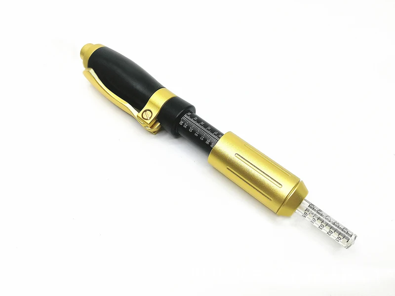 2in1 Meso Injection Gun Hyaluron Pen 0.3ml&0.5ml Head Gold Hyaluronique Acid Pen Lip Filler Jnjector Noninvasive Nebulizer New