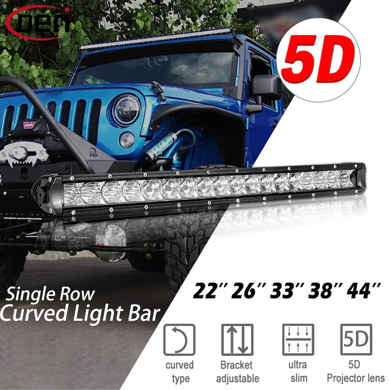 5D супер тонкий Однорядный изогнутый СВЕТОДИОДНЫЙ рабочий светильник комбо для 4WD