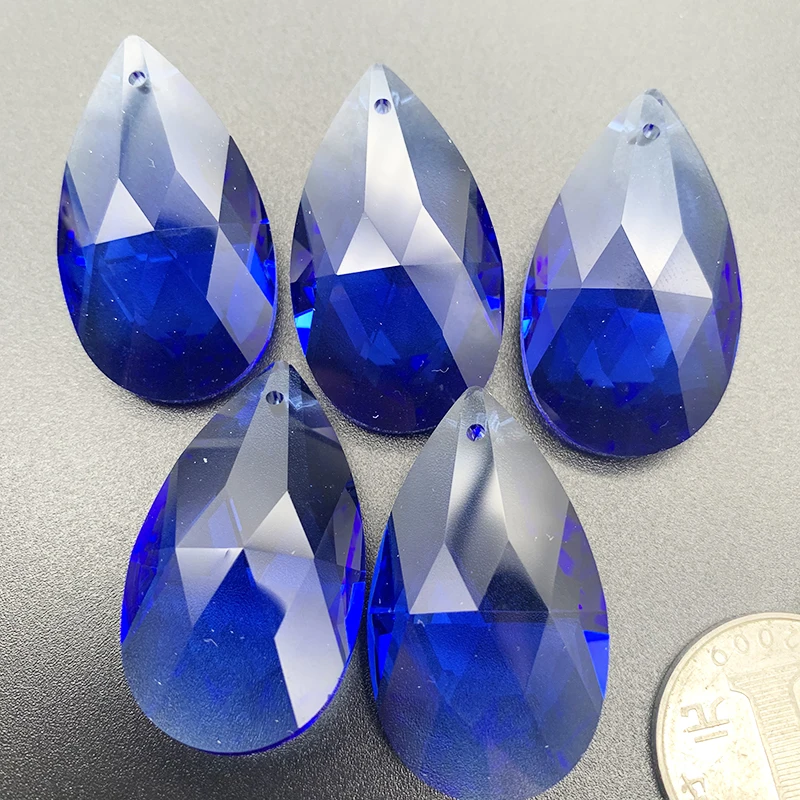 

5 шт. 38 мм синий каплевидный стеклянная кристаллическая Призма люстры лампы Запчасти 1 отверстие висит кулон "сделай сам" в стиле «Ловца снов...