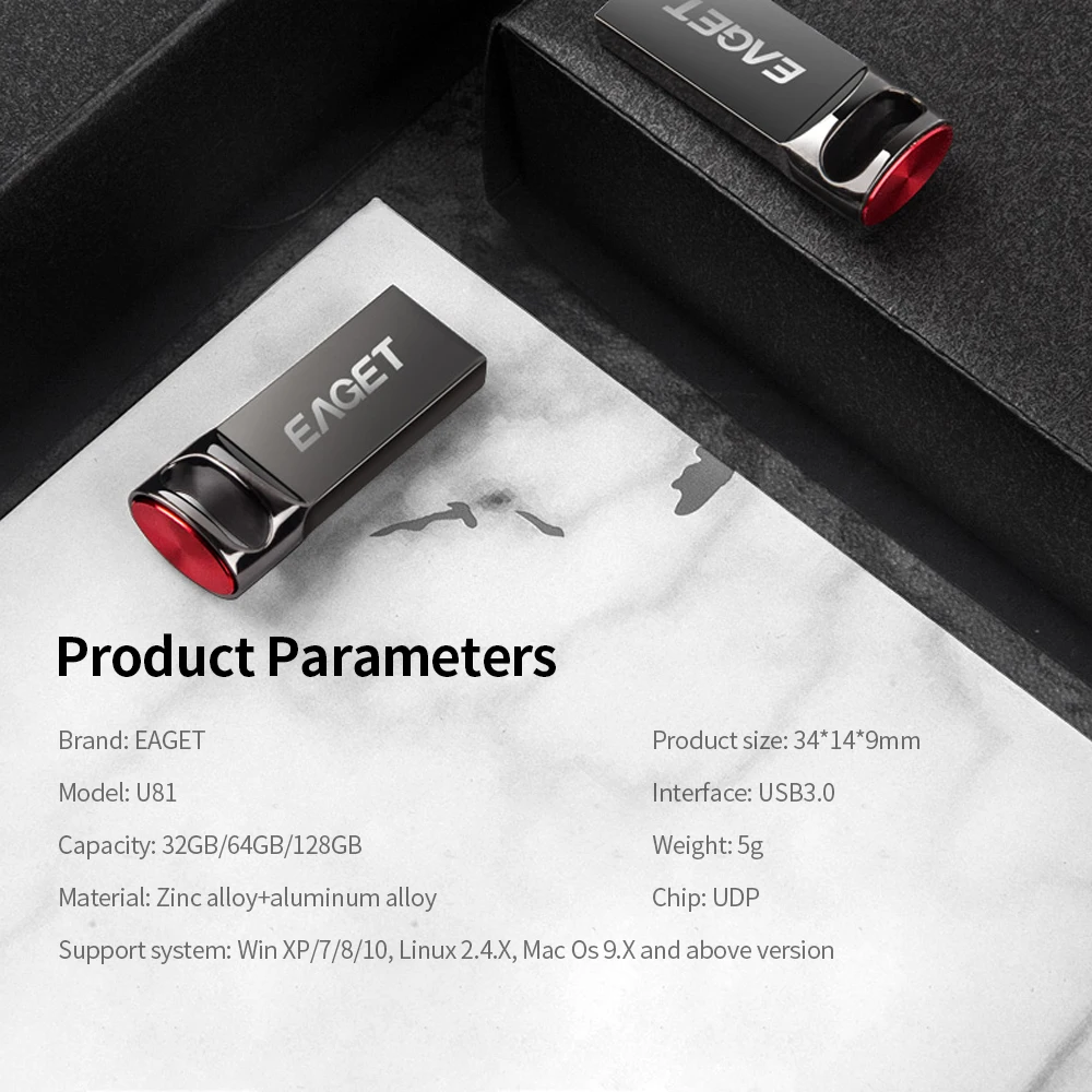 EAGET U81 USB флеш накопитель 128 Гб 64 ГБ 32 металлический u диск USB3.0 Портативный