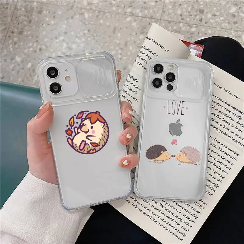 

08261 Phone Case transparent For iPhone 7 8 11 12 X XS XR MINI Pro Max Plus Slide Camera Lens Protect
