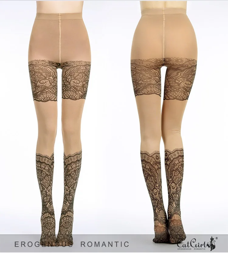 

Summer high waist pantyhose stockings women's thin leggings stockings fashion catwalk skin color lace stockings casual leggings