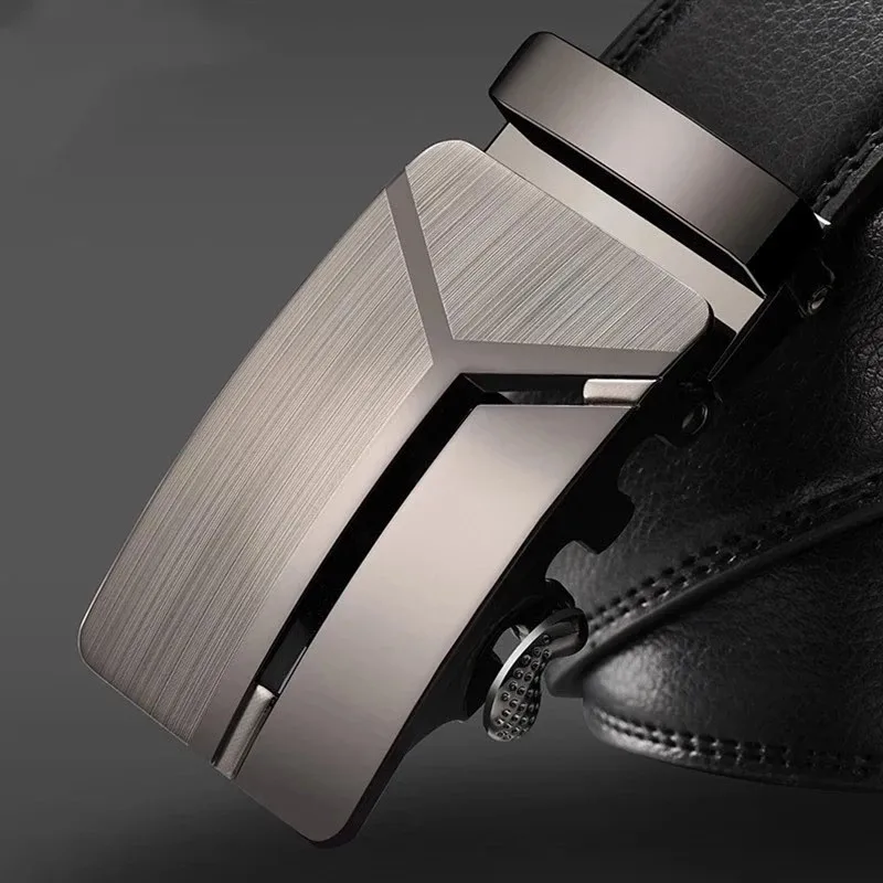 Men's Business Lengthened Belts Fashion Men casual Automatic Buckle Minimalist Design Leather Belt Coffee Belts