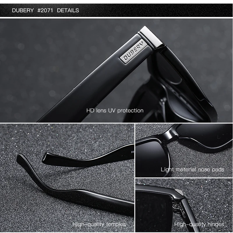 

DUBERY Spuare Mirror Summer Brand Design Polarized Sunglasses Men Driver Shades Coating Fashion Square Male Summer UV400 Oculos