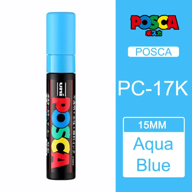 2 шт./партия Uni Posca PC-17K Краска Маркер-Экстра Широкий Tip-15mm rotulador - Цвет: Небесно-голубой