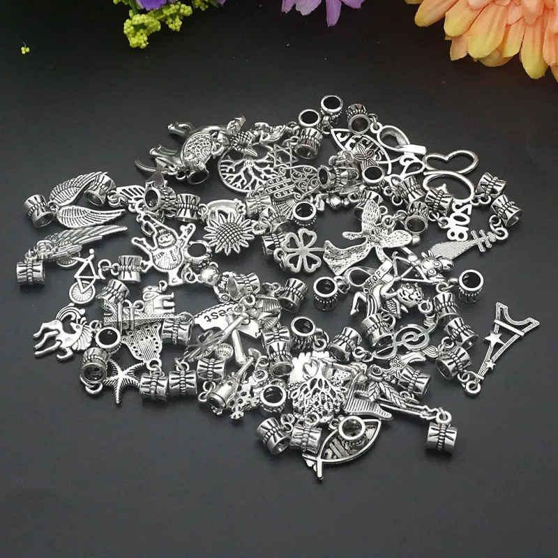 pendants Горячая Распродажа Дешевые Случайные Смешанные сплава амулеты большая дыра бусины подходят Pandora талисманы браслет модный бренд ювелирные изделия аксессуары - Цвет: pendants