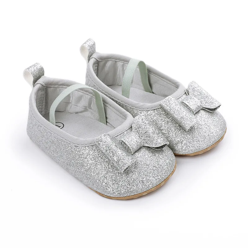 

Infant Newborn Baby Girls Spring Summer Autumn Flats Glitter Bowknot Princess Dress Shoes No-Slip First Walkers
