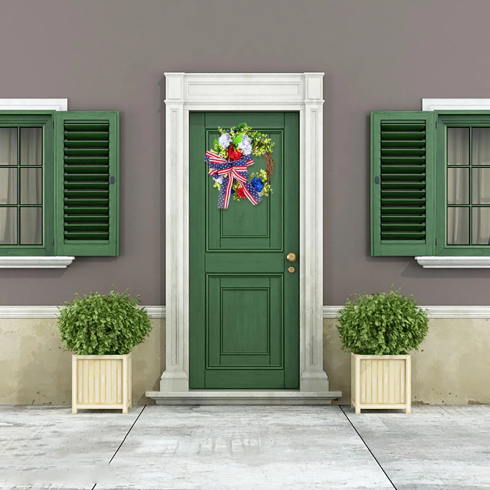 

Wreath Patriotic Wreath Independence Day Decoration For USA Independence Day Decoration With Painted Wooden Back Home Decoration