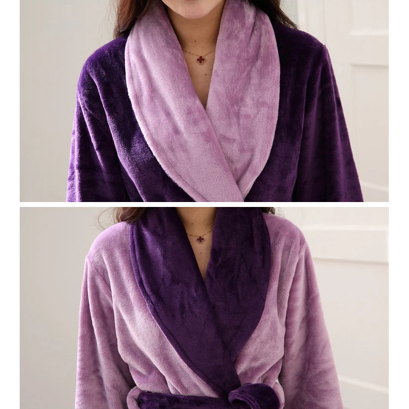 CAVME 6XL Plus Size Winter Flannel Kimono Robe for Women Femme Ladies Warm Sleepwear Night Gown Dress 70-135KG