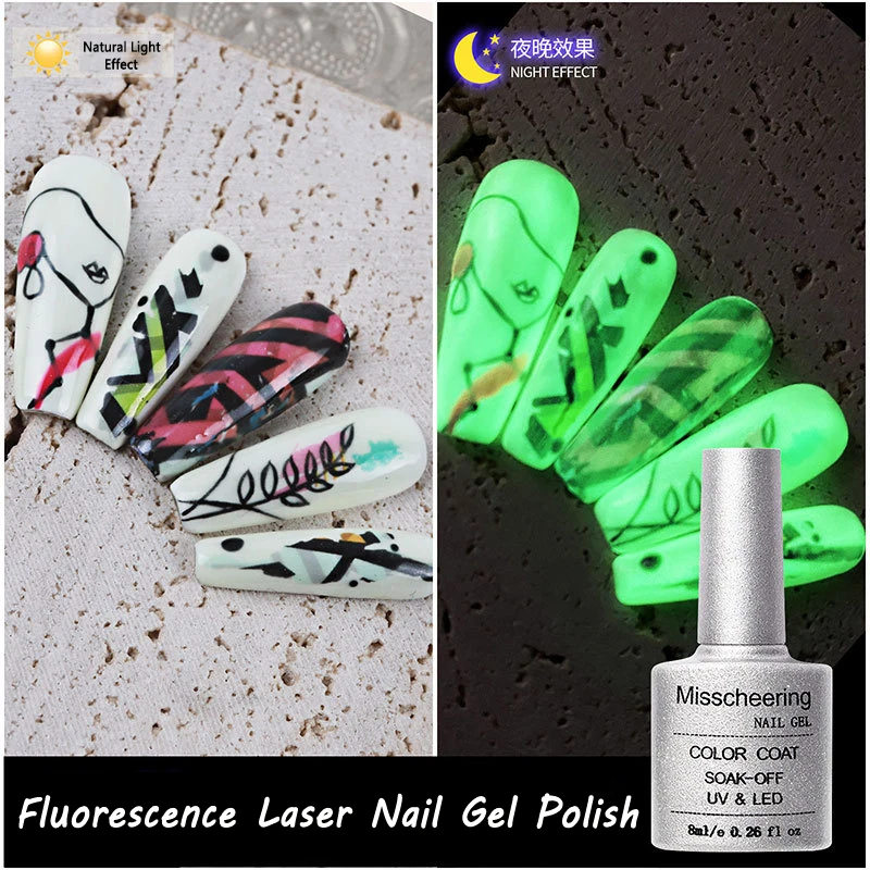 

Fluorescence Laser Nail Gel Polish Manicure for Nails Noen Semi Permanent Vernis Luminous Gel Varnish Fluorescent Nail Art Gel