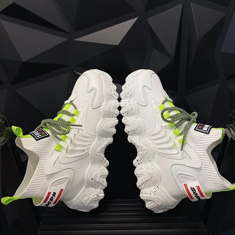 

Men's Shoes 2021 Summer New Fashion Casual Light Weight Thick-soled Low-top Round Toe Socks Shoes Non-slip Sneakers