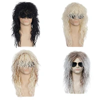 synthetic wig for men long curly 4 colour rock hair halloween cosplay costume wigs african small rolls wig