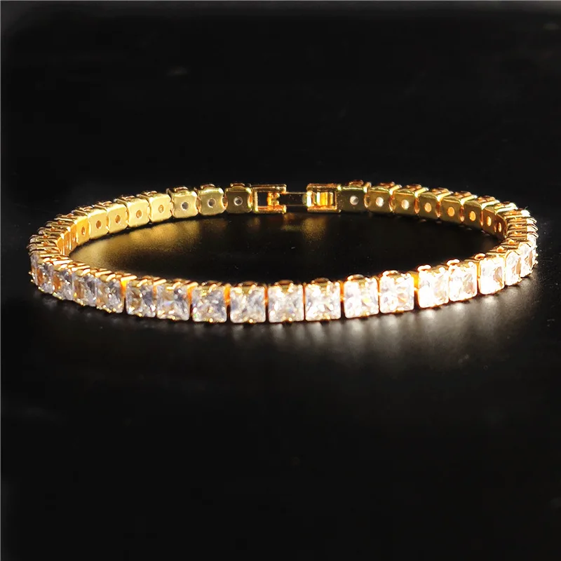 

Hip Hop 5MM Prong Micro Pave Cubic Zircon Alloy Tennis Chain Bracelet Bling For Men Women Jewelry