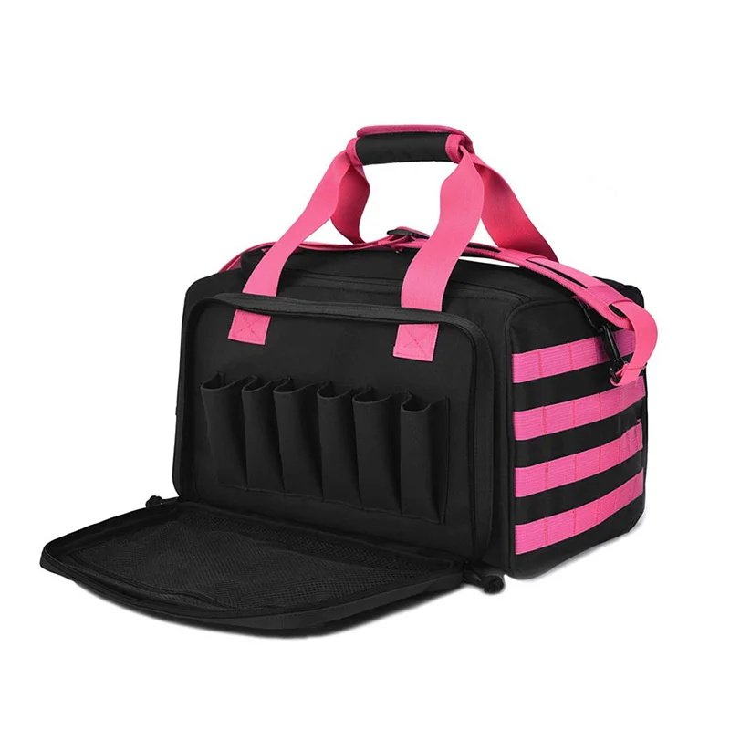 

NANCY TINO Hunting Training Bags Molle System Hunting Accessory Tactical Gun Shooting Range Bag Pistol Pink 600D Nylon
