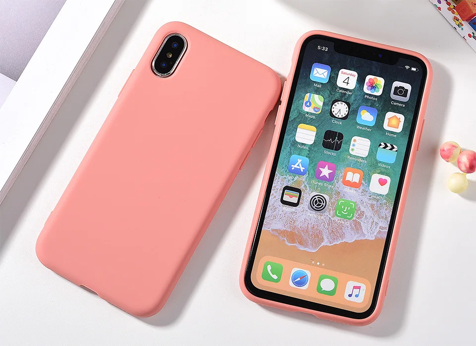 Жидкий оригинальный матовый чехол карамельного цвета для iPhone X XS Max XR 8 7 6 6s Plus