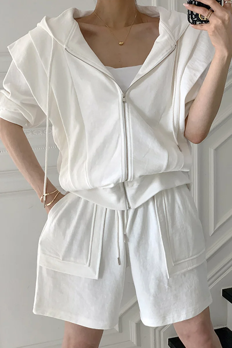 Корейский шикарный простой пиджак с капюшоном свободная куртка коротким рукавом