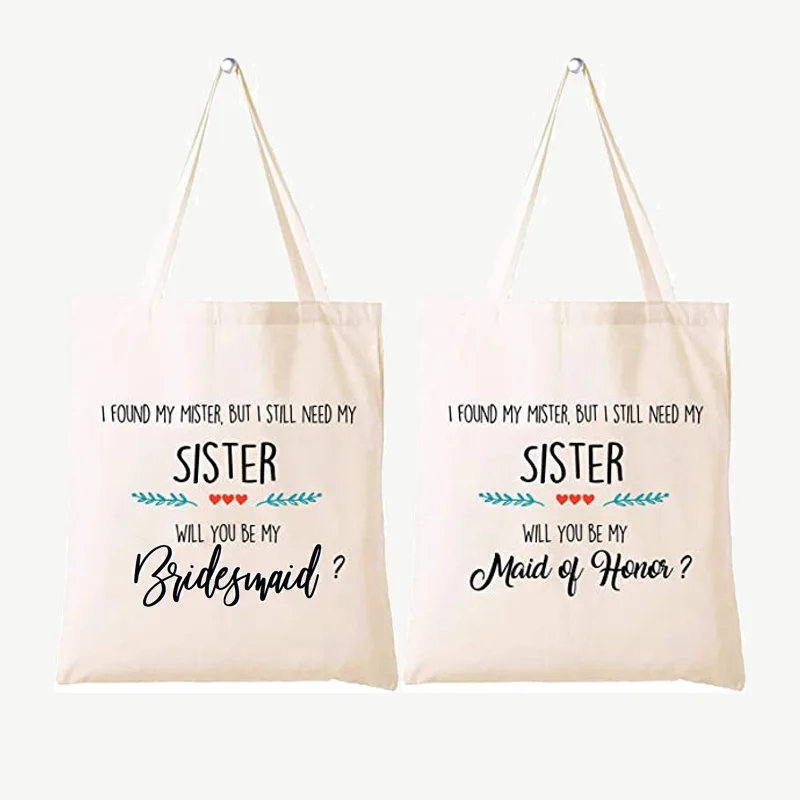 

Will You Be My Maid of Honor Bridesmaid tote Bag Bridal Shower wedding Bachelorette Party Sister Friend Proposal Gift present