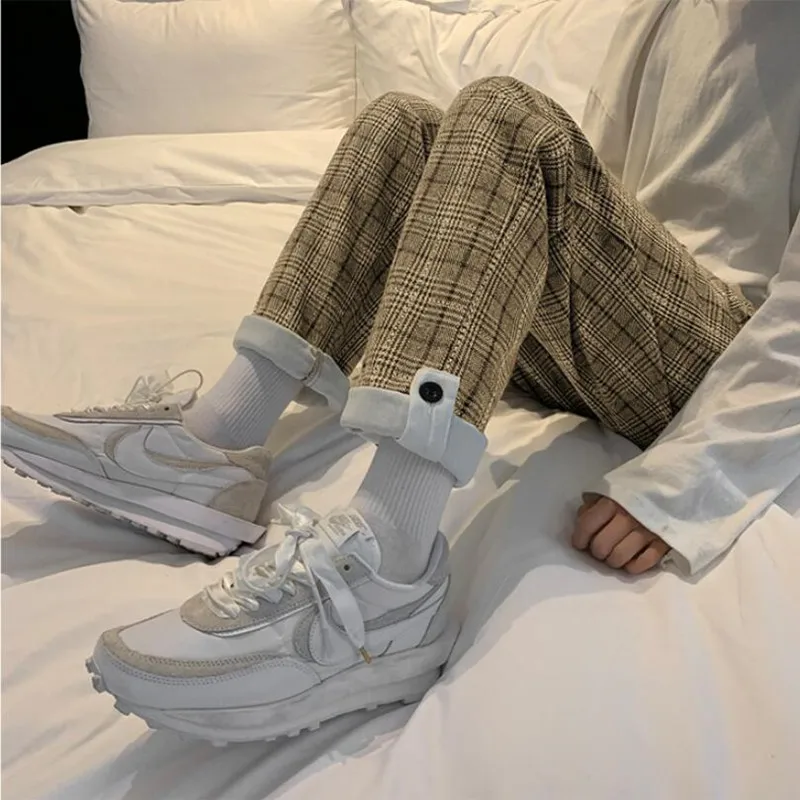 

2021 clothing Men high-end leisure plaid Haroun pants/Male loose Casual pants Straight Harem Pants Men Korean Hip Hop Trousers