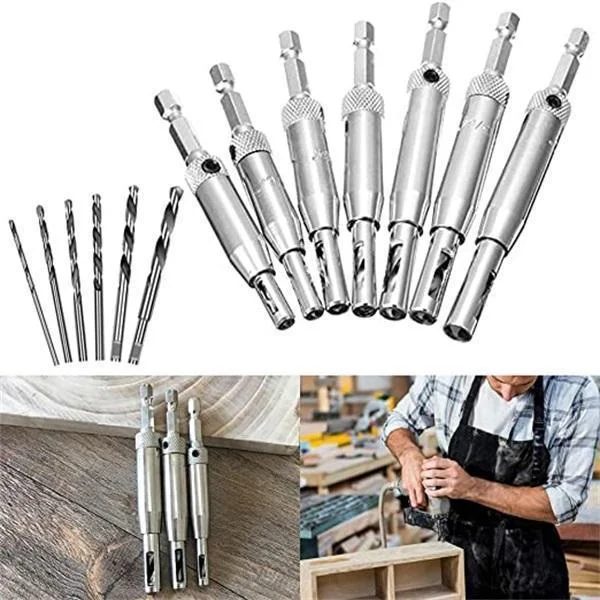 

Zezzo® Self Centering Drill Bits HSS Hinge Center Hexagon Drill Bits Door Cabinet Woodworking Positioning Hole Puncher Tool