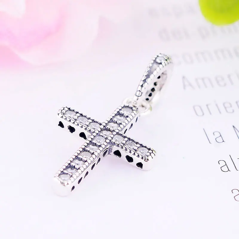 925 Sterling Silver Catholic Rosary Cross Faith Simbolo Bead Fit Original Pan Charm Bracelet Necklace Making Berloque | Украшения и