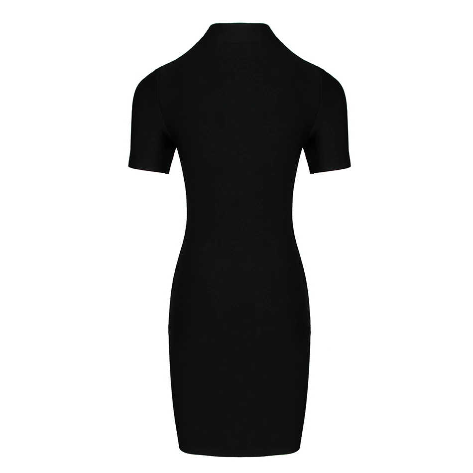 

Deep V Neck 2021 New Summer Women's Sexy Short Sleeve Front Zipper Celebrity Party Casual Bandage Bodycon Mini Dress Vestido