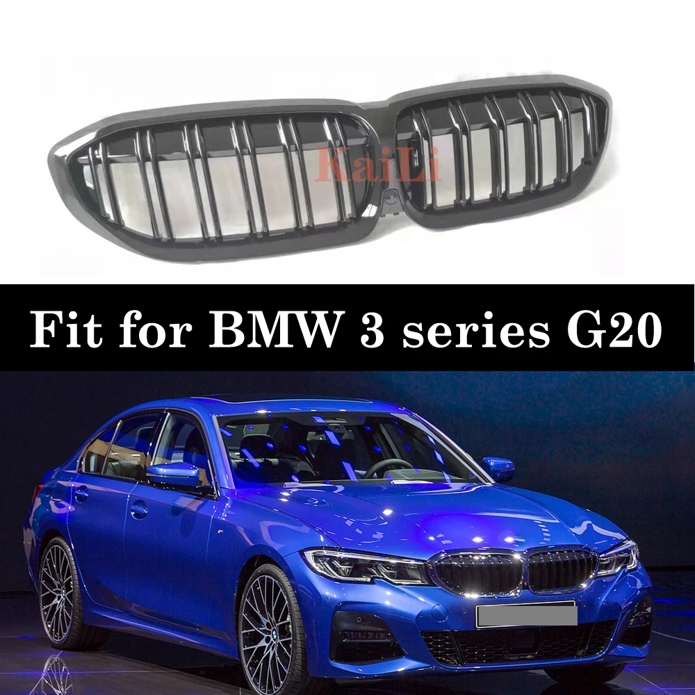 Двойные решетки для почек BMW 3 серии G20 G28 ABS глянцевые черные грили передних