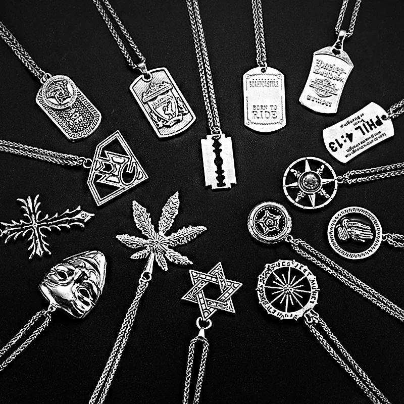 Титановая сталь панк хип хоп подвеска в виде звезды Мужская цепочка винтажное