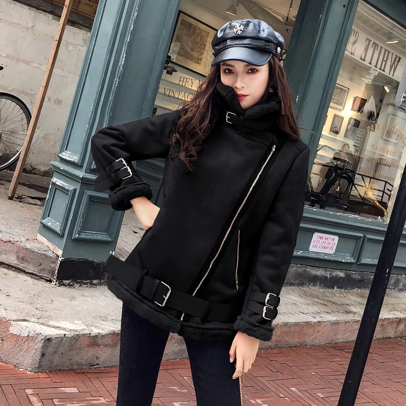 2019 зимняя куртка высокого качества Женская замшевая на молнии плотное теплое