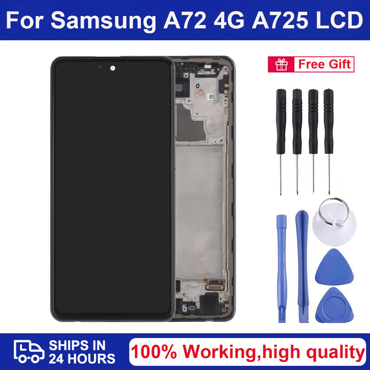 

6.7" Original AMOLED With Frame LCD For Samsung Galaxy A72 A725 SM-A725F A725F/DS LCD Display + Touch Screen Digitizer Assembly