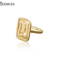 qeenkiss rg6251 fine jewelry%c2%a0wholesale%c2%a0fashion%c2%a0%c2%a0woman%c2%a0girl%c2%a0birthday%c2%a0wedding gift retro rectangle 18kt gold white gold open ring