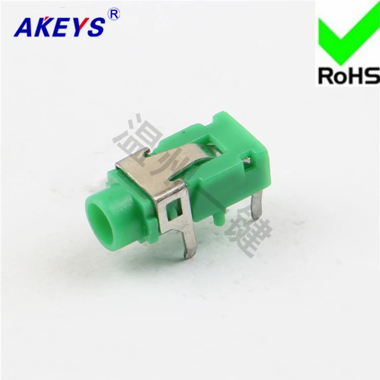 

10 pcs PJ-321 green 3.5 headphone socket 4 foot socket 2 fixed foot 3.5MM