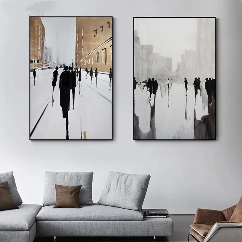

British Street Landscape Canvas Painting Nordic Abstract Bronze Poster and Print Wall Art Pictures for Living Room Classic Decor