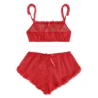 Women Chirstmas Sexy Lingerie set Lace G-string Thong Underwear Sleepwear New Fashion 1pc Sexy Wrap Top + Shorts Robe Sexy Femme