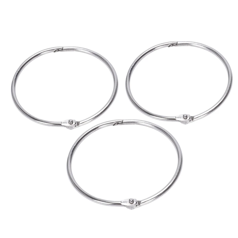 

3 x Metal Staple Book Binder Loose Leaf Rings Keychain 66x60x3mm