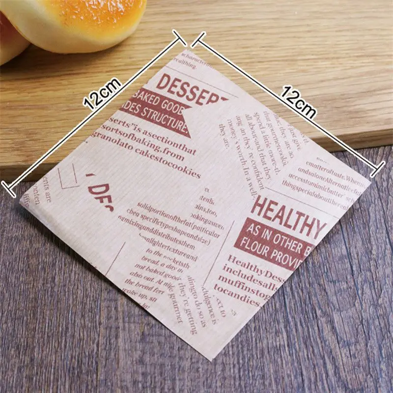 New-100pcs 12x12 см сэндвич пончик хлеб мешок печенье бумажные пакеты маслостойкие