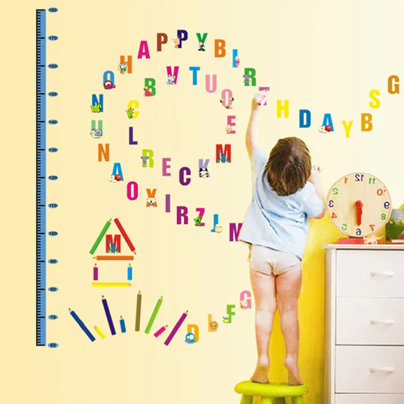 

Letter Height Sticker Children's Room Cartoon Decoration Waterproof Removable Wall Sticker