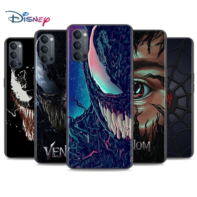 

Villain Marvel Venom Soft Black Silicone Cover For OPPO Reno 5 Pro+ 3 4 Lite F SE Z Pro 4G 5G Phone Case Shell