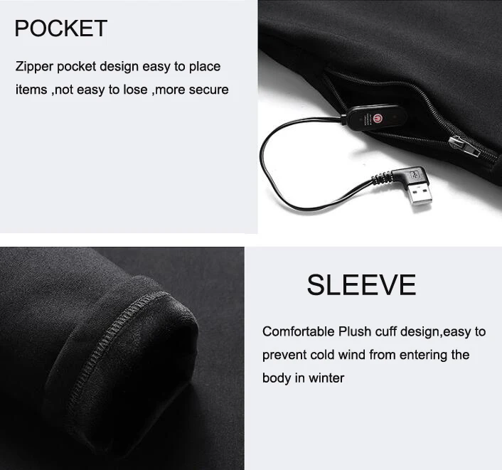 Зимнее нижнее белье с подогревом питанием от батареи USB флисовые футболки и штаны