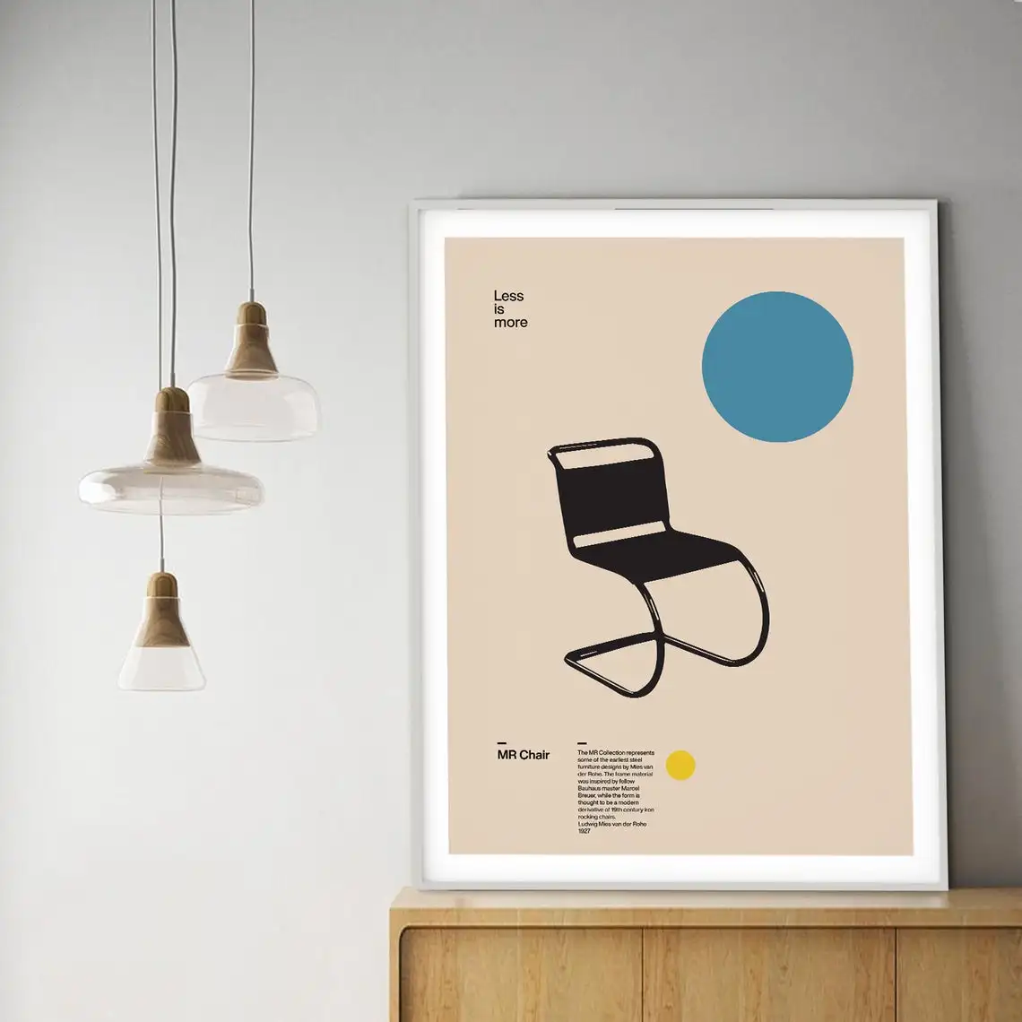 

Poster MR Chair Ludwig Mies van der Rohe Minimal Furniture Design Bauhaus Design