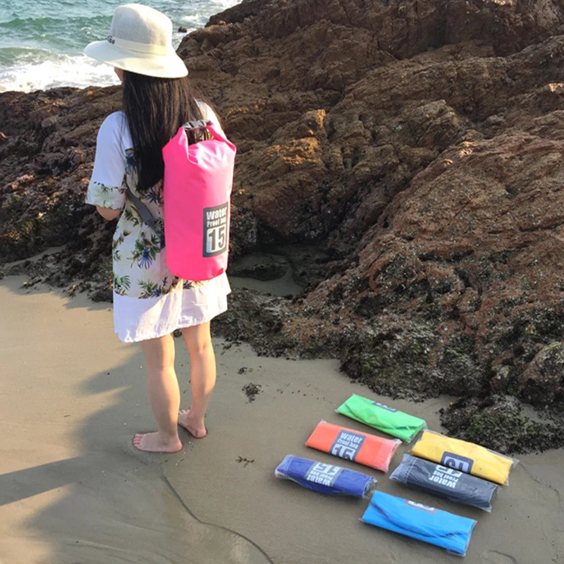 Waterproof bucket backpack beach storage bag handbag rafting bag outdoor PVC waterproof bag swimming rafting bag