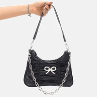 2022 handle bag women retro pleated handbags pu leather shoulder totes luxury chain underarm bag female subaxillary bags clutch