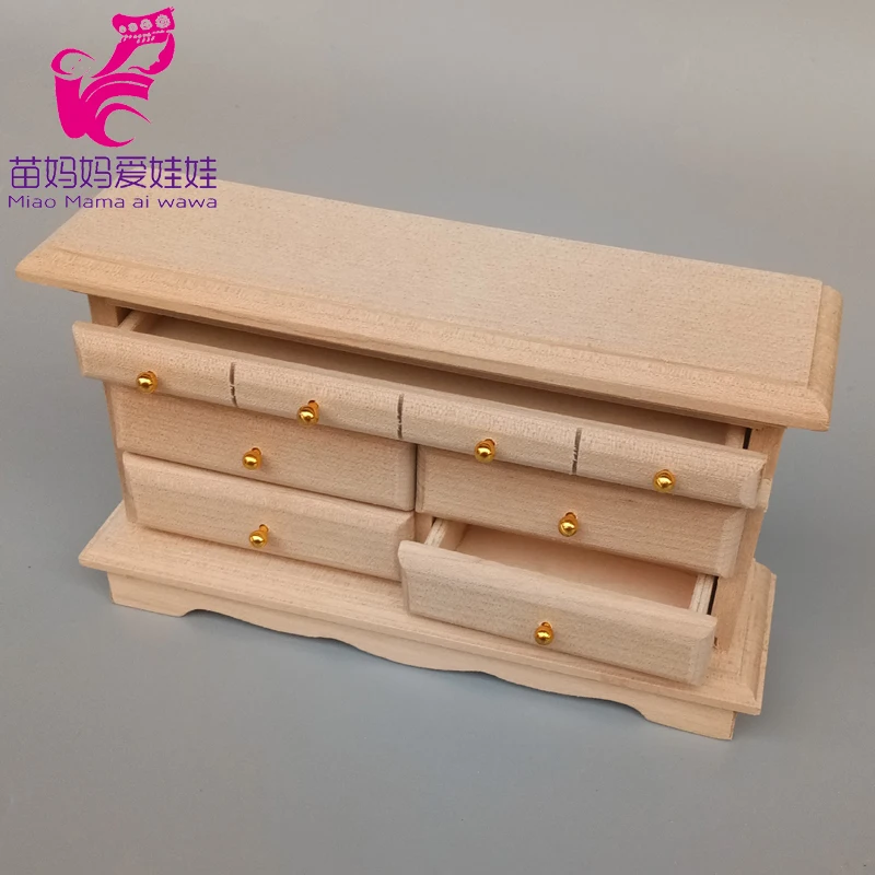 

1:12 Doll house mini furniture chest of drawers solid wood multi-drawer storage locker 1/8 bjd doll furniture