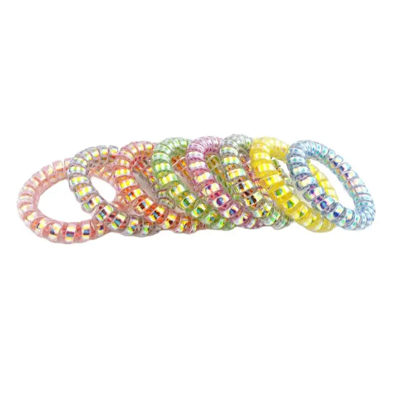 

8Pcs Size 5.5CM Colorful Dot Telephone Wire Line Elastic Hair Band For Women Accessories Ornaments Rubber Bands