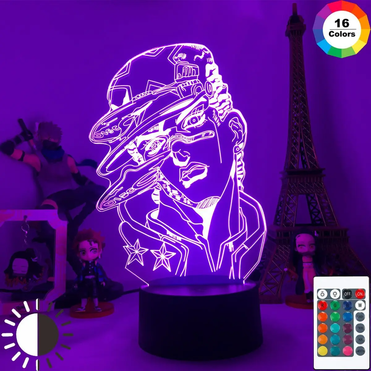 

Светодиодная лампа 3d с USB, декоративный ночник для спальни, подарок на день рождения для манги, фигурки Джоджо, светодиодный ночник для Jotaro ...