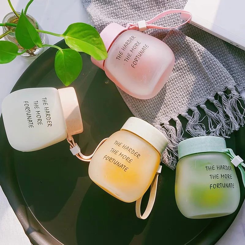 350 мл модная стеклянная бутылка для воды портативная мини из матового стекла