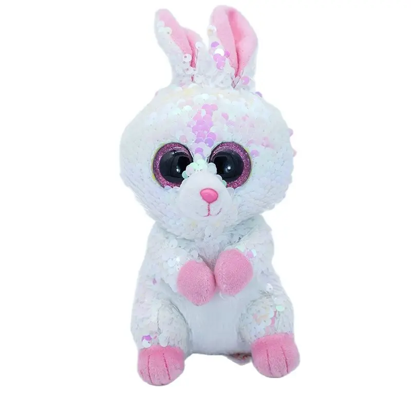 

Ty Flippables Big Eyes 6" 15cm Reversible Sequin White Bunny Collectible Toy Glittering Plush Animal Doll Best Christmas Gift