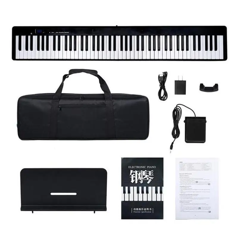 

88-key Folding Electric Piano Portable Electronic Organ Keyboard Musical Instruments Rechargeable Battery With Sustain Pedal